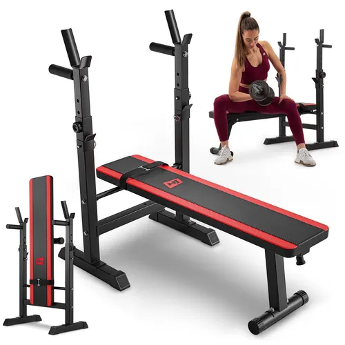 Hop-Sport Hantelbank Klappbar - Multifunktionale Trainingsbank für Fitness Zuhause - Multifunktions-Hantelbänke für Krafttraining, klappbar und platzsparend, mit einer max. Belastbarkeit von 250 kg für sicheres und effektives Training.