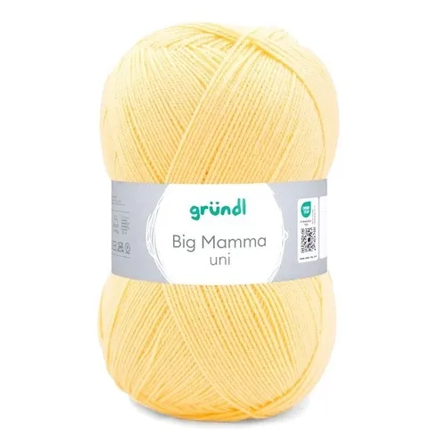 GRÜNDL WOLLE BIG MAMMA UNI 400 g PASTELLGELB HANDSTRICKGARN 100g/2,45€