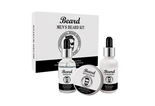 P-Beauty Cosmetic Accessories Bartpflege-Set mit Shampoo Bartöl Pflegebalsam Wachs Geschenkset Männer, 1-tlg.