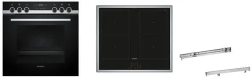 SIEMENS Induktions Herd-Set EQ522DA1ZM - Induktionsherd-Set mit 3D Heißluft und nachrüstbarem Teleskopauszug, ideal für präzises Kochen und einfache Reinigung in der Küche.