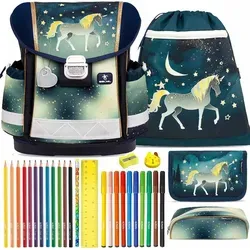 Belmil Schulranzen Set Classy 10-teilig Sparkling Unicorn für Mädchen