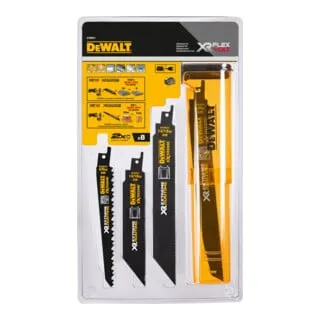 DEWALT XR Extreme Runtime Säbelsägeblätter Set DT99551 - 8-teiliges Set für Säbelsägen, mit Bi-Metall Konstruktion und aggressivem Zahndesign für optimale Schnittleistung und doppelt so lange Standzeit.