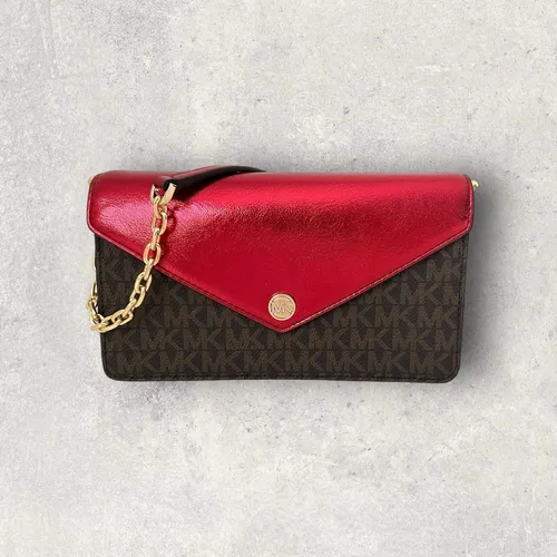 Michael Kors MK Tasche Umhängetasche Crossbody Jet Set Travel Braun Rot Lack NEU