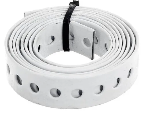 ALBERTS 1,5 m Lochband Nagelband Montageband Stahl weiß beschichtet 17x0,8 mm