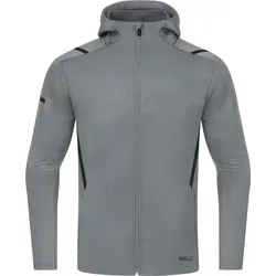 Jako Challenge Freizeitjacke mit Kapuze Herren - Steingrau Meliert / Schwarz - Funktionsjacke für Herren mit Kapuze, moderne Melange-Optik und seitlichen Reißverschlusstaschen, ideal für Sport und Freizeit, bietet Schutz vor Wind und Kälte.