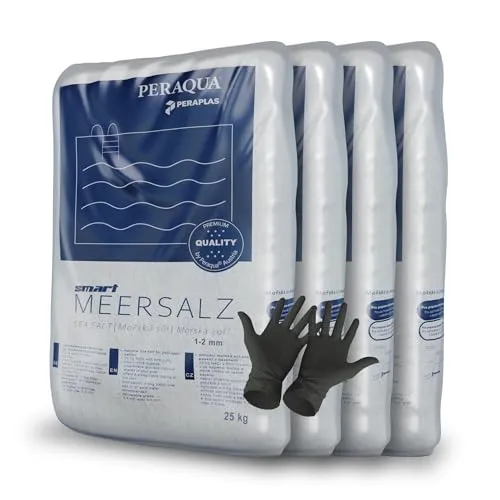 Peraplas Poolsalz 100 kg - Hochreines Schwimmbadsalz für Chlorinatoren - Chlorersatz mit 99,9 % NaCl für optimale Wasserqualität. Hautfreundlich und ideal für Salzanlagen, sorgt für weniger Allergien und eine einfache Anwendung durch schnelle Löslichkeit.
