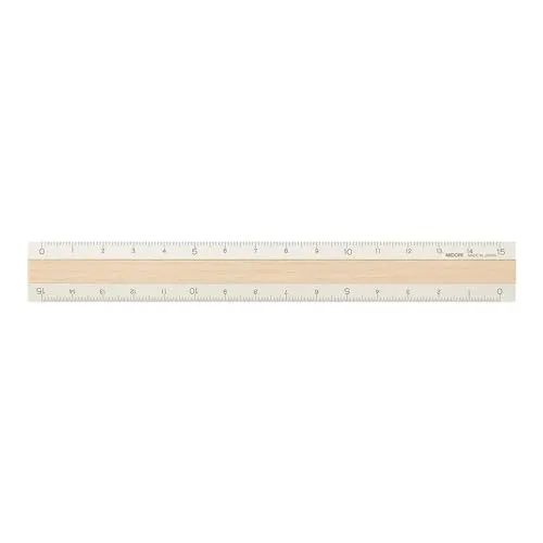 Midori 42305006 Lineal aus Aluminium und Holz, 15 cm, elfenbeinfarben