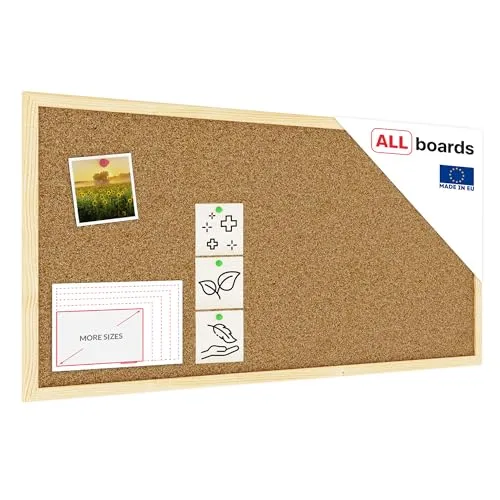 ALLboards Pinnwand mit Holz Rahmen 80x40cm Korktafel Korkwand Pinnwand Kork