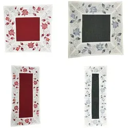 Westernlifestyle Tischdecke bestickt mit Rosen in Leinenoptik grau 60x60