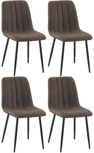 CLP 4er Set Stühle Dijon - Bequeme Samt- und Stoffstühle mit Ziernähten - Esszimmerstühle mit pflegeleichten Samt- oder Stoffoberflächen, bequemer Polsterung und eleganten Ziernähten. Ideal für empfindliche Böden durch Bodenschoner.