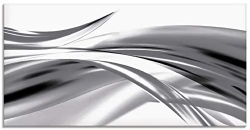 ARTland Wanddeko Glasbilder Wandbild Glas Bild einteilig 100x50 cm Querformat Moderne Kunst Abstrakt Modern Rauch Welle Grau S7KX