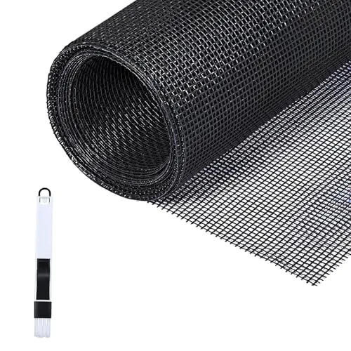 Fillis Insektenschutz Fliegengitter, 150x300cm Ersatzgitter Meterware aus Fiberglas Mückenschutz Gewebe Moskitonetz mit Reinigungsbürste DIY Zuschneidbar für Fenster Tür, Schwarz