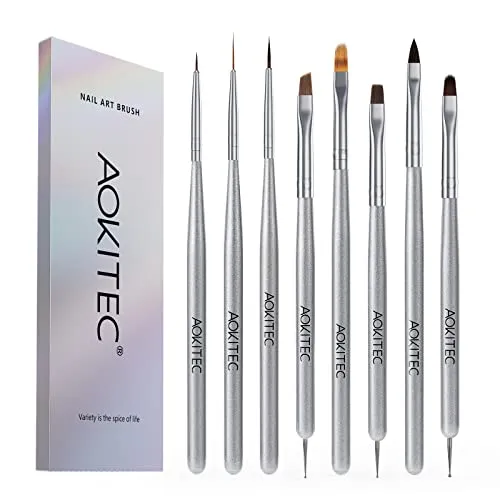 Stück Pinsel für Gelnägel Aokitec Nagelpinsel Set,Gel Pinsel Dotting Painting Line Pen für UV Lack Gel Acryl Nagel Pinsel Nailart Nageldesign Pinsel Kit Acryl Pinsel Fineliner nägel selber machen 8