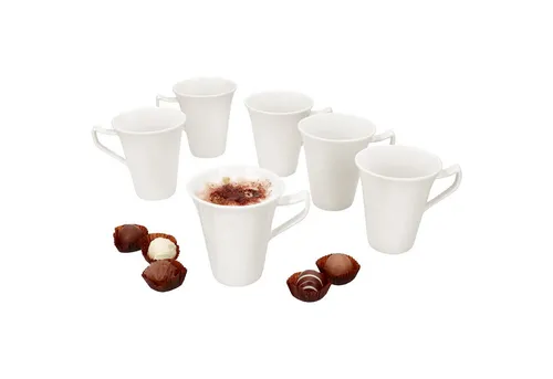 MamboCat Ivory 6er Set Kaffeebecher - Elegantes Kaffeebecher Set aus strapazierfähigem Porzellan für 6 Personen. Ideal für Heißgetränke wie Kaffee und Tee, spülmaschinen- und mikrowellengeeignet.
