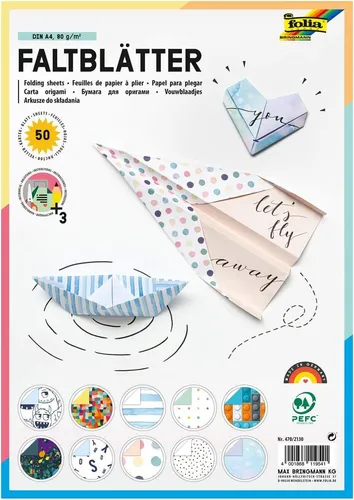 folia Faltblätter mit Motivdruck DIN A4 50 Blatt 80 g/qm 10 Motive sortiert