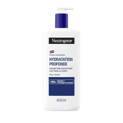 Neutrogena | Körpermilch mit Tiefenfeuchtigkeit (400 ml Pumpflasche) – schnell einziehende Körpermilch für trockene Haut – Körperpflege mit 10% Glycerin und Pro-Ceramid-Technologie