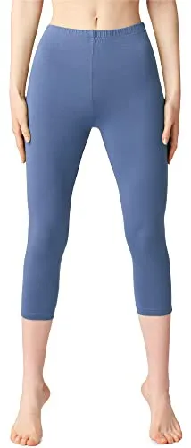Bellivalini Damen 3/4 Leggings aus Baumwolle BLV50-199 (Jeans,M)