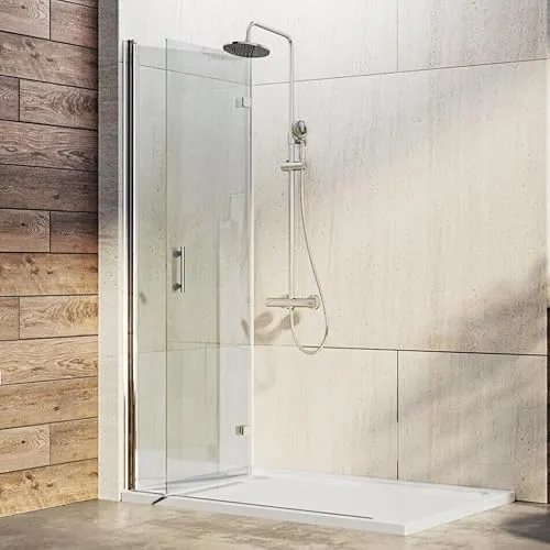 IMPTS Walk In Duschwand 100x195cm Dusche Faltbar Duschtür Duschtrennwand für Duschwanne Pendeltür aus 6mm klar ESG Glas mit Nano Beschichtung