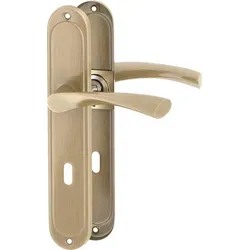 Bronze Türbeschlag ROMA BB-Langschildgarnitur - Klassische Drückergarnitur für Zimmertüren im zeitlosen Bronze-Design, ideal für Retro-Stile. Robuste Metallkonstruktion sorgt für zuverlässige Nutzung und einfache Montage.