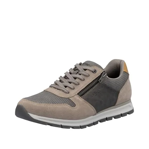 Rieker Herren B0505 Sneaker Low - Grau, 47 EU - Herren-Sneaker aus echtem Leder mit herausnehmbarer Einlegesohle für optimalen Tragekomfort und individuelle Anpassung.