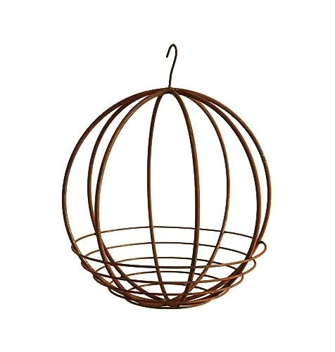 Bornhöft Metall Blumenampel Pflanzkorb Hängekorb Hängeampel Pflanzkorb Gartenkugel 40cm Durchmesser Gartendekoration Edelrost rostige Gartendeko