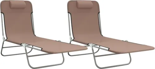 vidaXL Sonnenliege 2 STK. - Klappbare Gartenliege mit verstellbarer Rückenlehne - Liegen für den Garten aus strapazierfähigem Textilene, ideal für heiße Tage. Klappbar und mit stabilen Stahlrahmen für hohen Liegekomfort und einfache Lagerung.