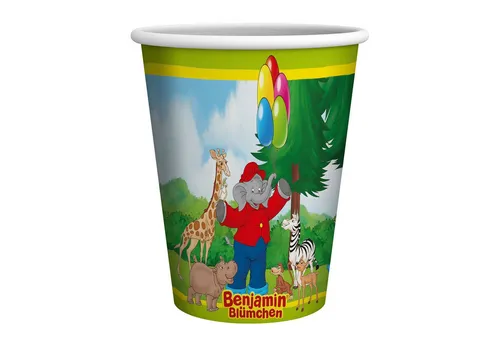 Party Factory Einwegbecher Benjamin Blümchen Becher 250 ml 10er-Pack für Kindergeburtstag, 10-tlg., Pappe, 10 stabile Pappbecher im Benjamin-Blümchen-Design
