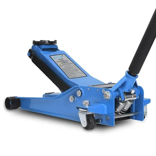 BITUXX Hydraulischer Rangierwagenheber 3T extra flach - Wagenheber für Fahrzeuge bis 3 Tonnen, mit minimaler Höhe von nur 8 cm und maximaler Höhe von 51 cm. Extra langer Handgriff und Gummiauflage für einfache Bedienung und Schutz des Fahrzeugs.