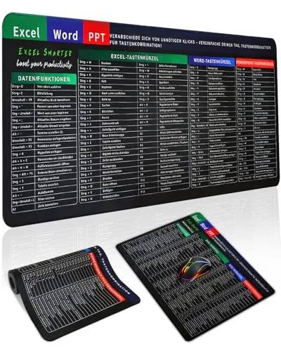 Excel Mauspad Deutsch Groß 800x300mm | Harte & Dicke Oberfläche, Starke Haftung | Glatte Gaming Mousepad XL Schreibtischunterlage für Büro & Zuhause | Erhöht Arbeits- & Spielgeschwindigkeit (German C)