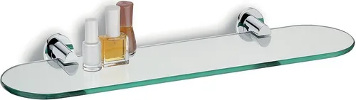 Kela 20273 Makira Ablage - Wandmontierte Ablage aus Sicherheitsglas und verchromtem Messing, ideal für Badezimmer. Bietet einen festen Halt durch Kleben oder Bohren und ist einfach zu reinigen. 10 Jahre Garantie!