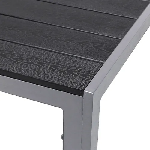 FineHome XL Gartentisch Aluminium Non Wood Silber/Schwarz - Wetterfester Esstisch aus pulverbeschichtetem Aluminium mit pflegeleichter NON WOOD Tischplatte. Maße: 180x90x74cm, ideal für Garten und Terrasse.