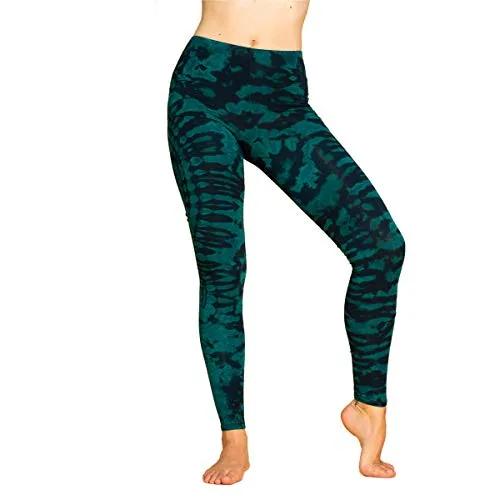 PANASIAM Legging Batik3 TD20 Turquise, S - Leggings für Damen, handgefertigt in Thailand mit einzigartigem Dschungel-Muster und optimaler Passform durch elastischen Stoff und Gummibund. Hergestellt aus 95% Viskose für höchsten Tragekomfort.