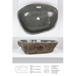 wohnfreuden Aufsatzwaschbecken Naturstein Waschbecken 60 cm, 621_Da2.152 grau 621_Da2.152 | Ø 60 cm x 60 cm x 15 cm x 60 cm