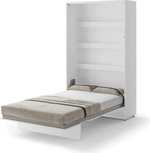 Schrankbett 120 x 200 Vertikal BC-02 Weiß Matt LENART BED CONCEPT Wandklappbett