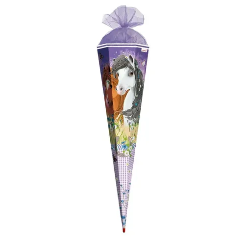 Motiv-Schultüte Blumenpferde 85cm eckig