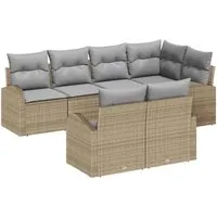 vidaXL Garten-Sofa-Set 7 pcs Beige Poly Rattan - Gartenmöbel für bis zu 7 Personen, wetterfest und modern im Design – ideal für entspannte Stunden im Freien mit Freunden und Familie.