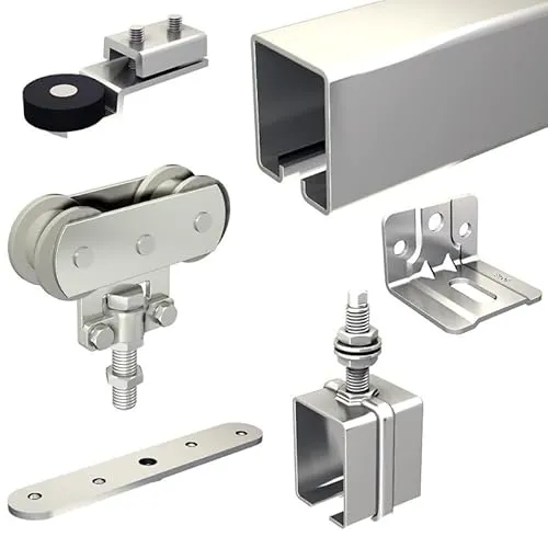 Schiebetorbeschlag SLID'UP 1700-150 mit Stahl-Laufschiene 300 cm, mit Wandwinkel, für 1 Tor bis 150 kg