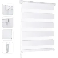 Doppelrollo Klemmfix ohne Bohren für Fenster ohne Bohren Doppelrollo Duo Rollo Jalousie Sonnenschutz, Weiß, 65x100cm