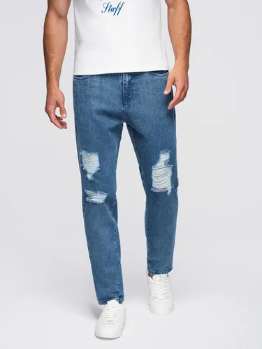 Ombre Clothing Denim-Hosen für Männer Vesikula Blau M - Stylische Karotten-Jeans für Herren von Ombre. Der elastische Baumwollstoff sorgt für hohen Tragekomfort und Bewegungsfreiheit. Ideal für den Alltag und perfekt kombinierbar mit verschiedenen Oberteilen.