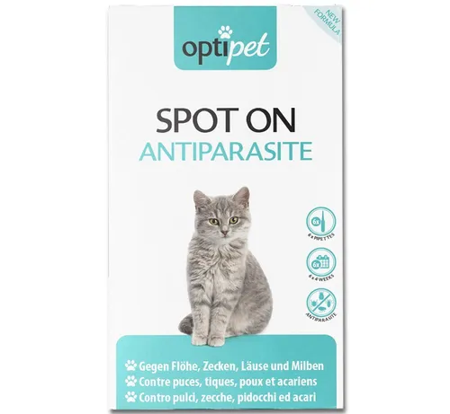 OptiPet Zeckenschutzmittel Spot on Katze - 6 St. Floh- und Zeckenabwehr - Zeckenmittel für Katzen, wirkt bis zu 24 Wochen abweisend gegen Parasiten. Mit spezieller Wirkstoffkombination für ganzjährige Anwendung.
