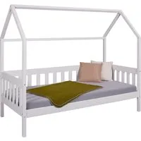 Inter Link Kinderbett Funky Hausbett 90 x 200 cm - Kinderzimmermöbel aus stabilem Kiefer Massivholz, fördert die Fantasie und kreatives Gestalten, schadstofffreier, wasserabweisender und pflegeleichter weißer Lack.