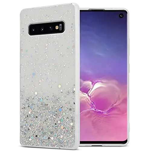 Cadorabo Hülle kompatibel mit Samsung Galaxy S10 PLUS Rundumschutz TPU Silikon Case Mädchen Glitzer Strass Design Slim Kratzfest Weiche Bling Schutzhülle für Samsung Galaxy S10 PLUS in Transparent