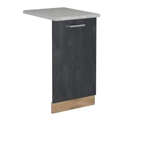 Vicco Frontblende R-Line, Schwarz Beton/Goldkraft Eiche, 45 cm - Sockelblende zur Verwandlung Ihres Geschirrspülers in eine elegante, integrierte Lösung. Ideal für modernes Küchendesign mit individueller Anpassungsmöglichkeit.