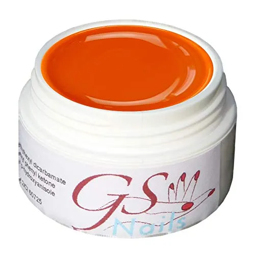 GS-Nails UV Farb-Gel für Nail-Art & Nagel-Design - 5 ml UV-härtendes Cover-Gel - Selbstglättendes Nail-Gel - Retro Orange - B2