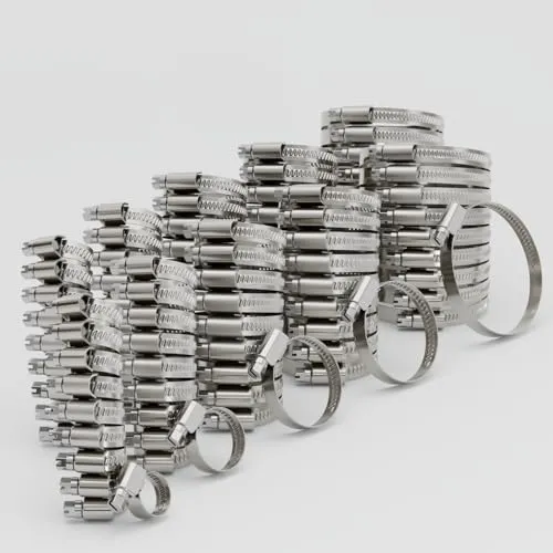 greate 100er Schlauchschellen Set - Einstellbare Schlauchschellen Edelstahl mit je 10x 8-16 mm / 16-25 mm / 25-40 mm / 32-50 mm / 50-70 mm - Schlauchschelle mit 9 mm Bandbreite - Edelstahl Schellen