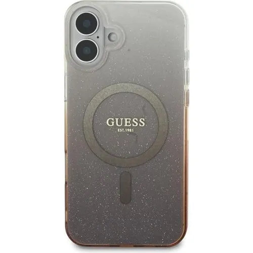 Guess GUHMP16MHGRCELW iPhone 16 Plus Hardcase - Smartphone Hülle mit Glamour: Bräunliches Glitter Gradient Design und MagSafe-Kompatibilität für optimalen Schutz und Stil.