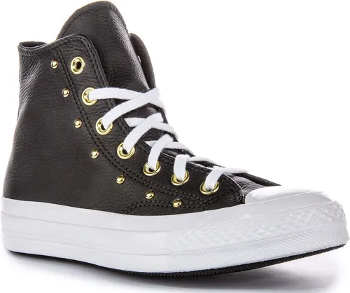 Converse Chuck 70 Hi Studd Detail Damen Ledersneaker Schwarz Gold – undefined / Schwarzes Gold