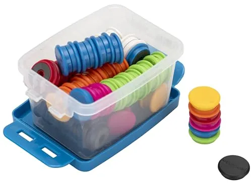 Betzold Greif-Magnete in Kunststoffbox - Vielfältige Kühlschrankmagnete für Lehrer - Praktische Greifmagnete in bunten Farben, ideal für den Einsatz im Unterricht oder zu Hause. Die enthaltene Kunststoffbox sorgt für eine einfache Aufbewahrung. Stark haftend und vielseitig einsetzbar – perfekt für Notizen und Präsentationen!