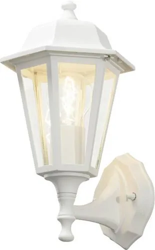 Elegante Wandleuchte in Weiss Matt mit Klarglas, Aufwärts - Lampen, stilvolle Wandleuchte mit modernem Design, ideal für stimmungsvolle Beleuchtung in Wohnräumen.