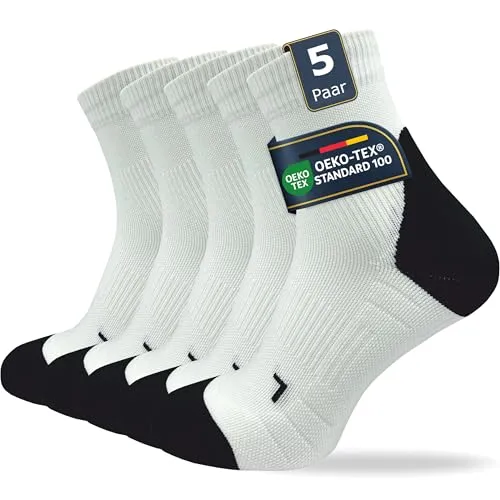 GAWILO Herren Laufsocken mit Kompression – 5 Paar - Sportliche Funktionssocken für Jogging und Training. Mit anatomischem Fußbett und Blasenschutz für optimalen Komfort und perfekten Sitz während des Sports.